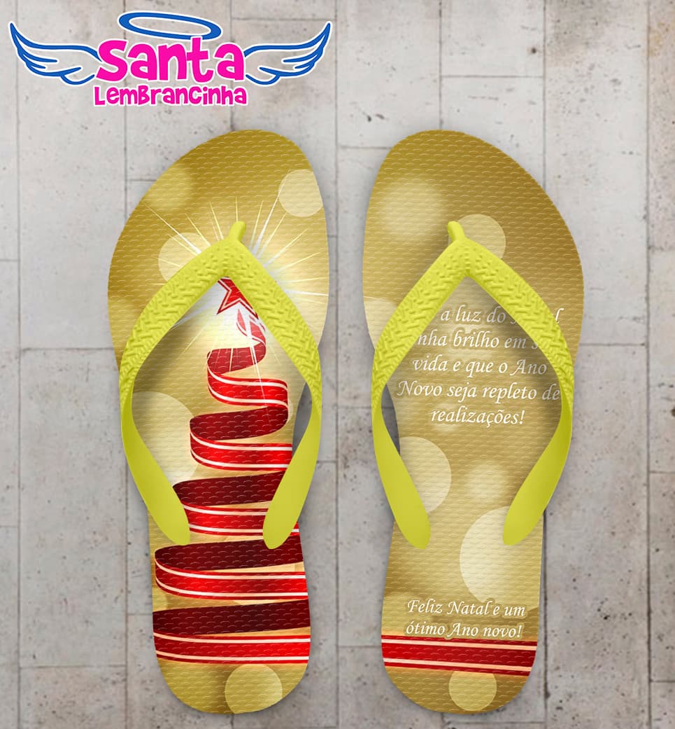 Chinelo Natal Pinheiro de Fita com Estrela no Topo Personalizado COD 5691