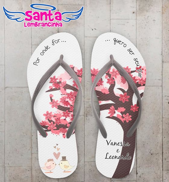 Chinelo Casamento Flores com Pássaros COD 6029