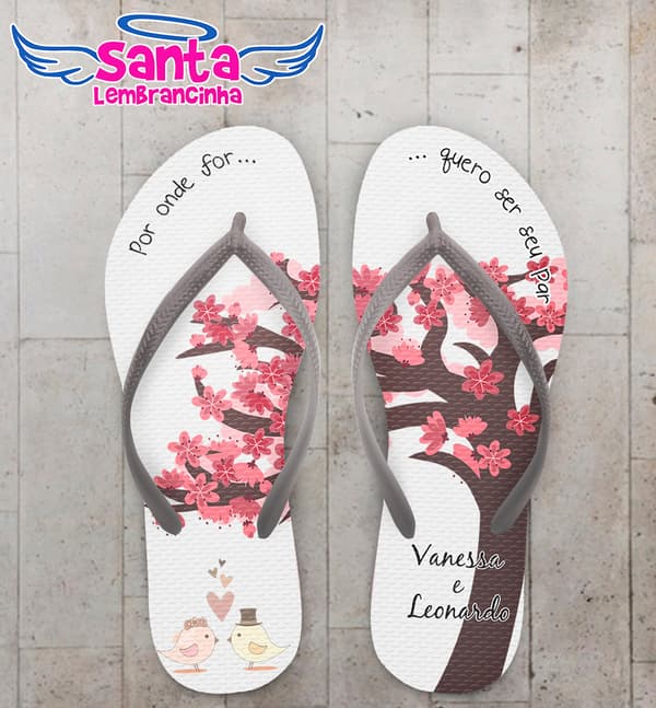 Chinelo Casamento Flores com Pássaros COD 6029