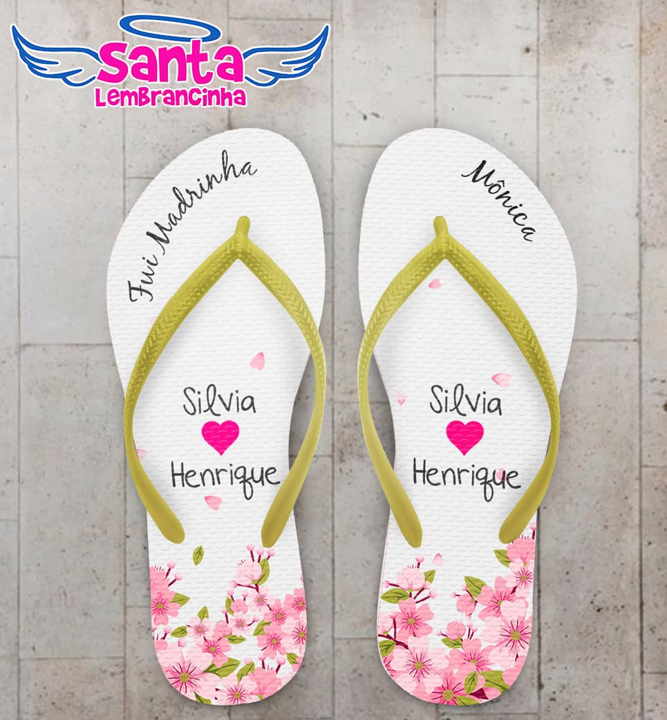 Chinelo Casamento Fui Madrinha com Flores COD 5996