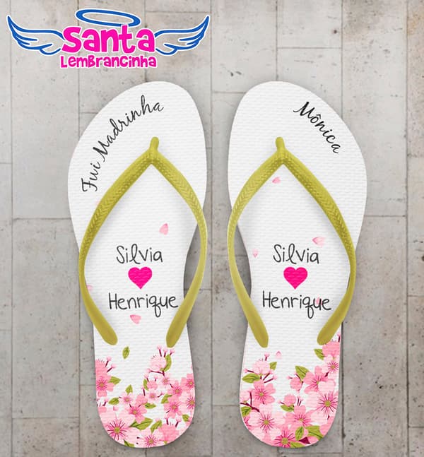Chinelo Casamento Fui Madrinha com Flores COD 5996