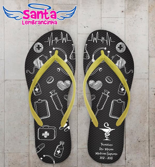 Chinelo Formatura Medicina com Ícones COD 6115
