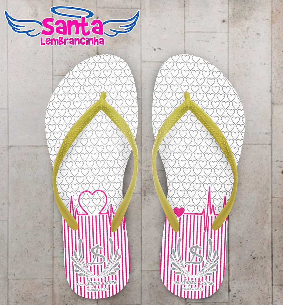 Chinelo Formatura Medicina Listrado com Corações COD 6129