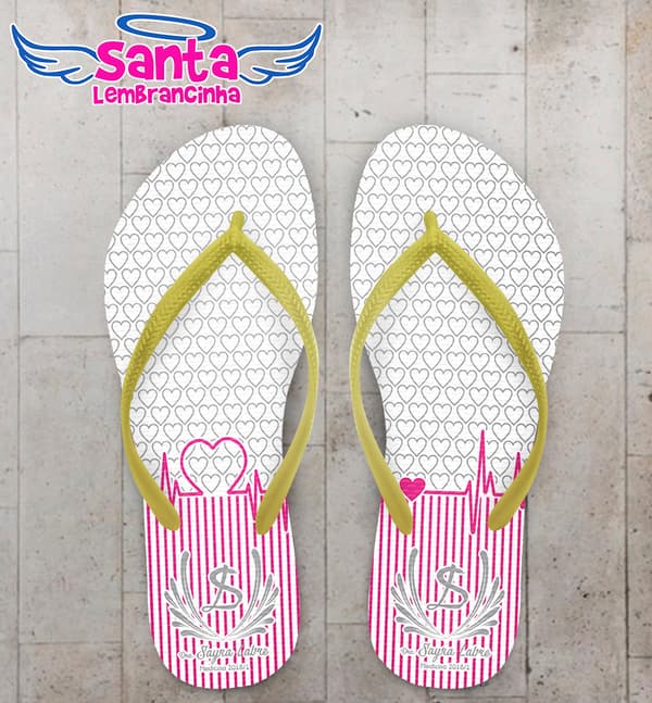 Chinelo Formatura Medicina Listrado com Corações COD 6129