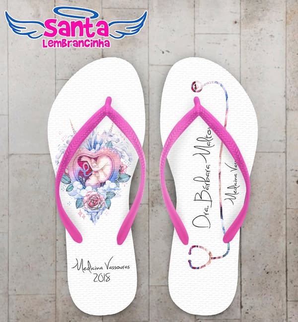 Chinelo Formatura Medicina Esteto e Coração com Flores COD 6018