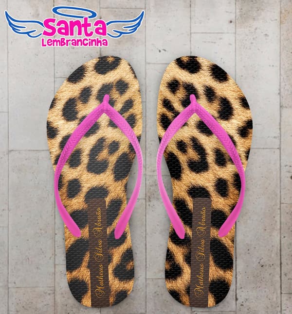 Chinelo Aniversario Fundo de Pelo de Onça COD 6102