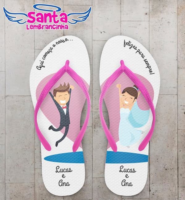 Chinelo Casamento Noivinhos com Coração COD 5987
