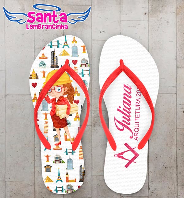 Chinelo Formatura Arquitetura Caricatura com Construções COD 6099