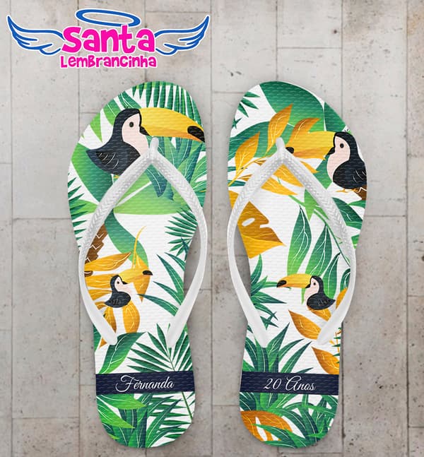 Chinelo Aniversario Personalizado Tucano Fundo Floral COD 6012
