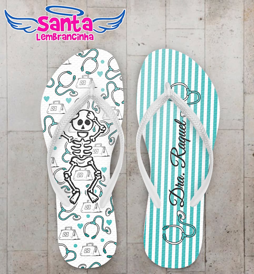 Chinelo Formatura Medicina Listrado com Esqueleto COD 6037