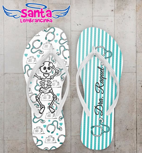 Chinelo Formatura Medicina Listrado com Esqueleto COD 6037