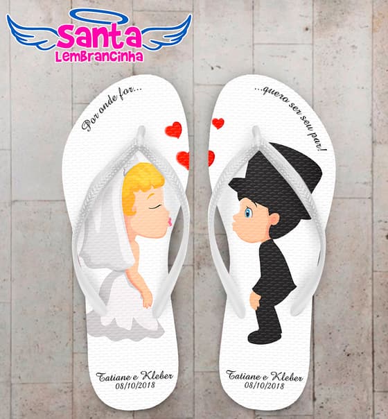 Chinelo Casamento Noivinhos se Beijando COD 6054