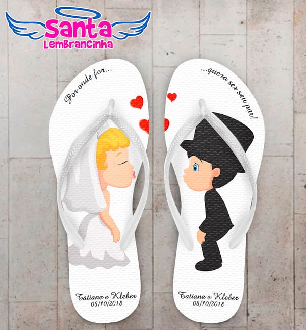 Chinelo Casamento Noivinhos se Beijando COD 6054