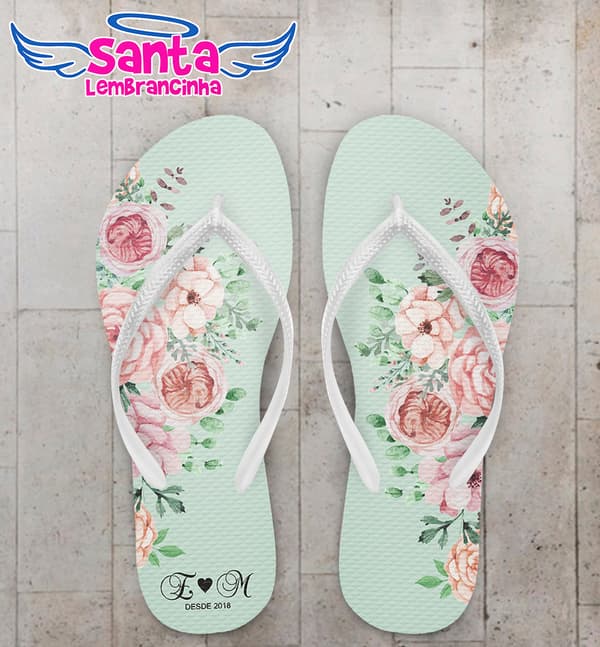 Chinelo Casamento Fundo Floral COD 6089