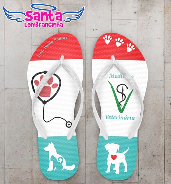 Chinelo Medicina Veterinária Animais e Esteto com Pegada COD 6097
