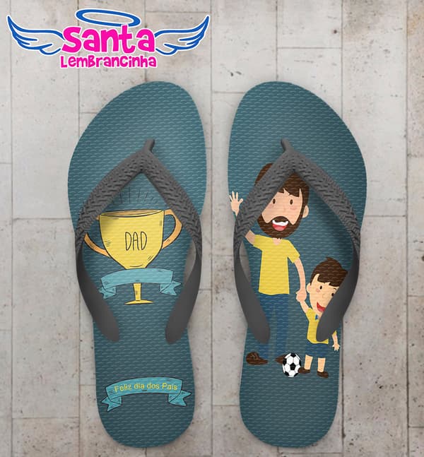 Chinelo Dia dos Pais Pai e Filho com Troféu COD 6077