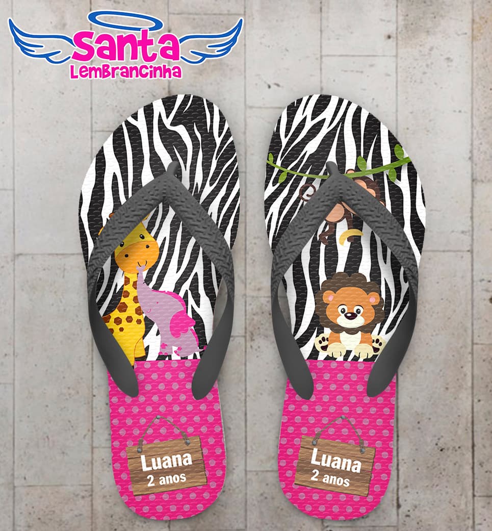 Chinelo Animais com Fundo Preto e Branco COD 6086