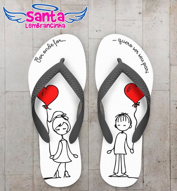 Chinelo Dia dos Namorados com Balão de Coração COD 6127