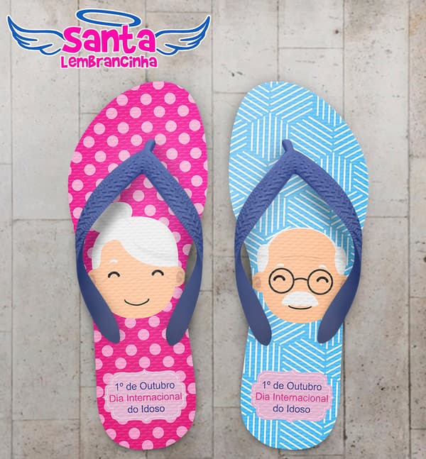 Chinelo Dia do Idoso Fundo Rosa e Azul COD 6045