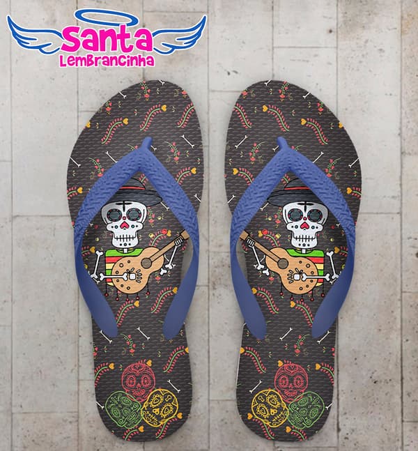 Chinelo Aniversario Caveira Mexicana com Violão COD 6075