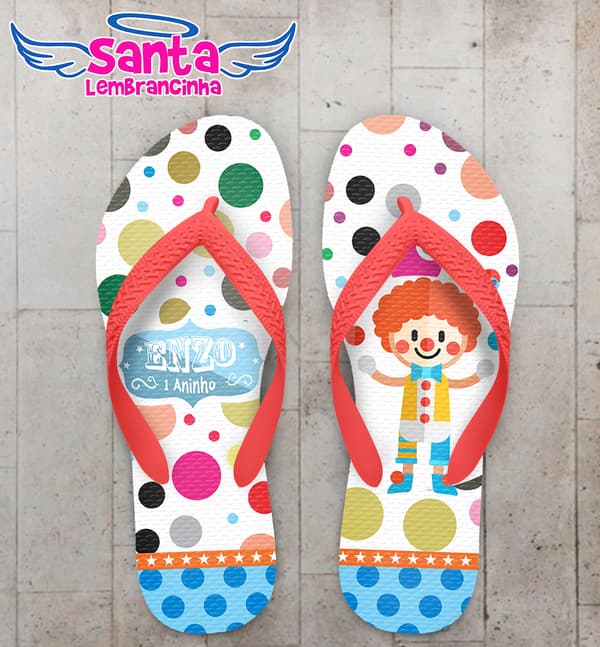 Chinelo Infantil Palhaço com Bolinhas COD 6108