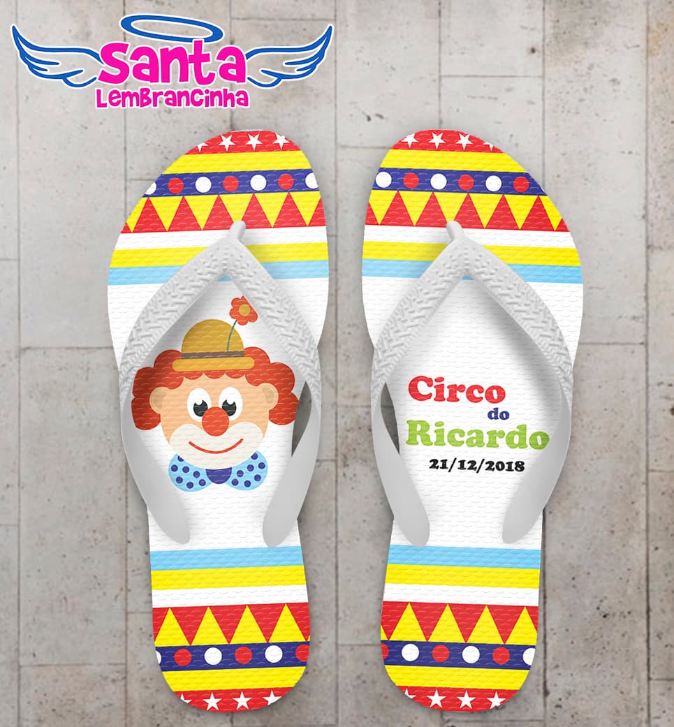 Chinelo Infantil Palhaço Fundo Colorido COD 6109