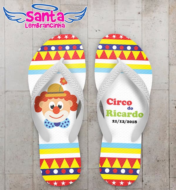 Chinelo Infantil Palhaço Fundo Colorido COD 6109