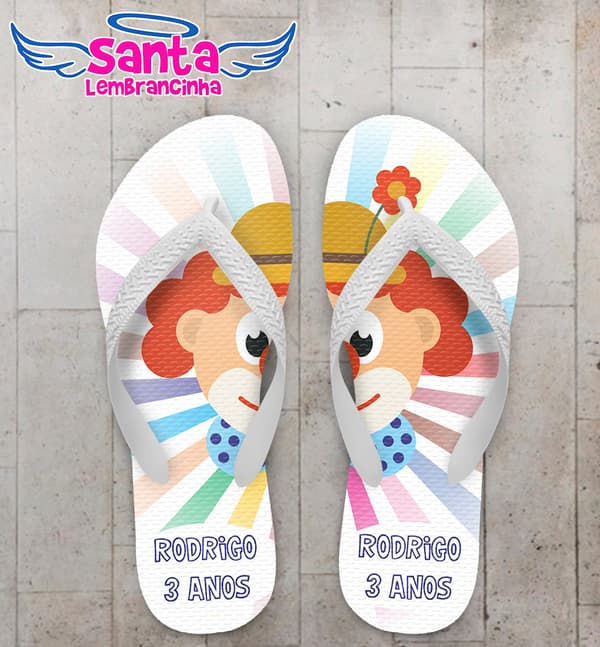 Chinelo Infantil Palhaço Colorido COD 6110