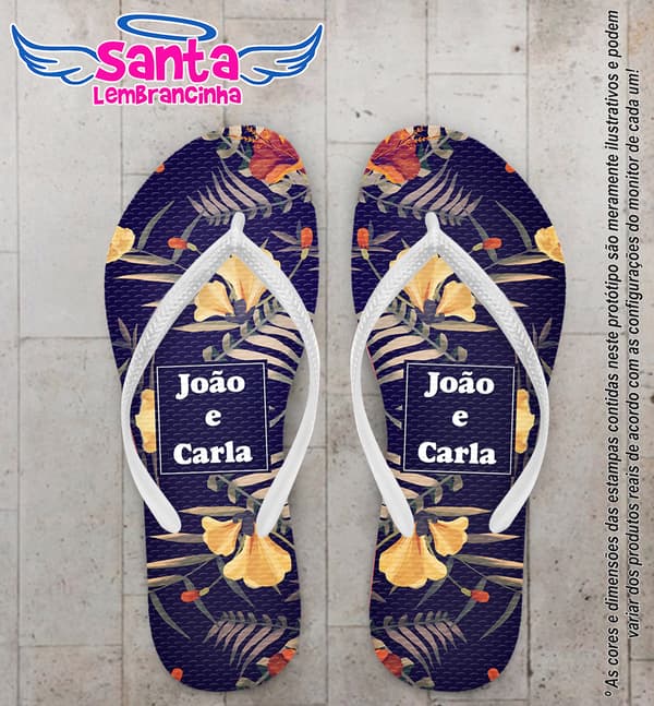 Chinelo Aniversário Floral Preto COD 6025