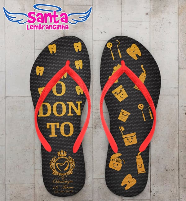 Chinelo Formatura Odontologia com Detalhes Dourado COD 6119