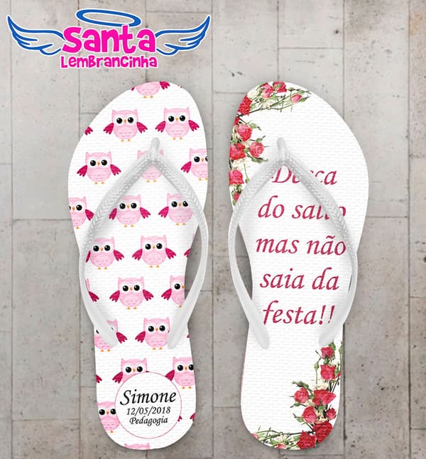 Chinelo Formatura Pedagogia com Corujas COD 5919