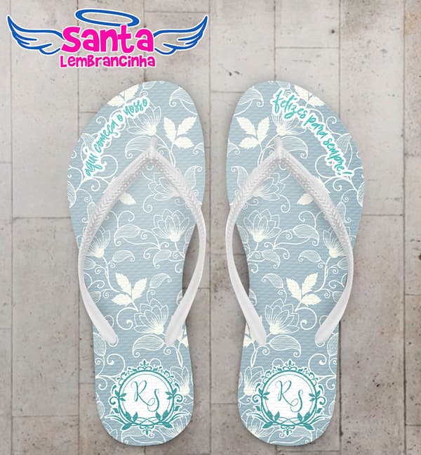 Chinelo Casamento Fundo Arabesco com Monograma COD 5912