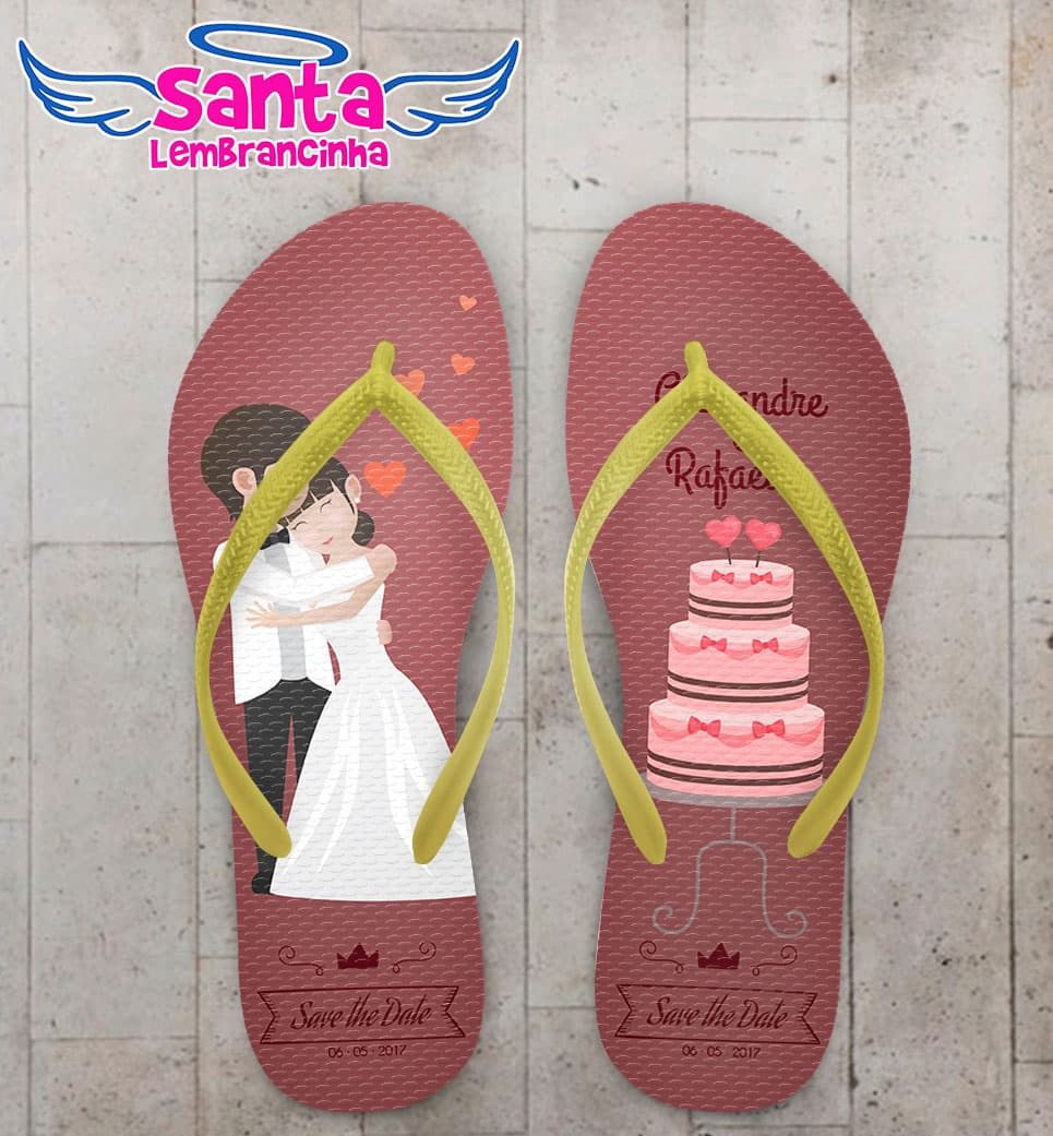 Chinelo Casamento Noivinhos com Bolo de Casamento COD 5910