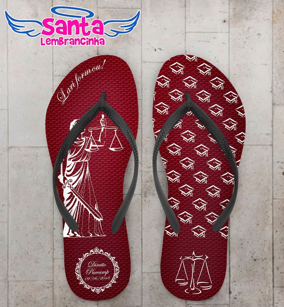 Chinelo Formatura Direito Bordô com Capelos COD 6114