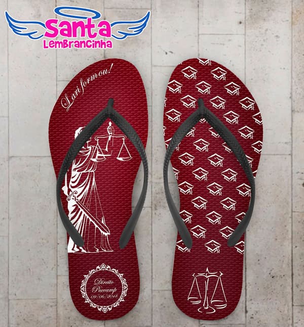 Chinelo Formatura Direito Bordô com Capelos COD 6114