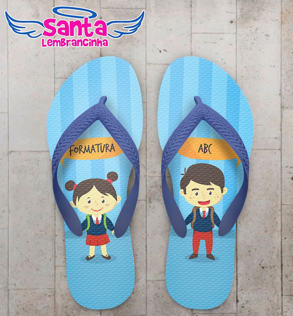 Chinelo Formatura ABC Fundo Azul Listrado COD 5923