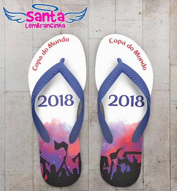 Chinelo Copa do Mundo Fundo Branco com Torcida COD 5928