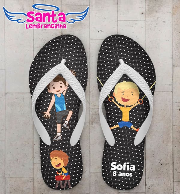 Chinelo Infantil Fundo Preto com Bolinhas COD 5939