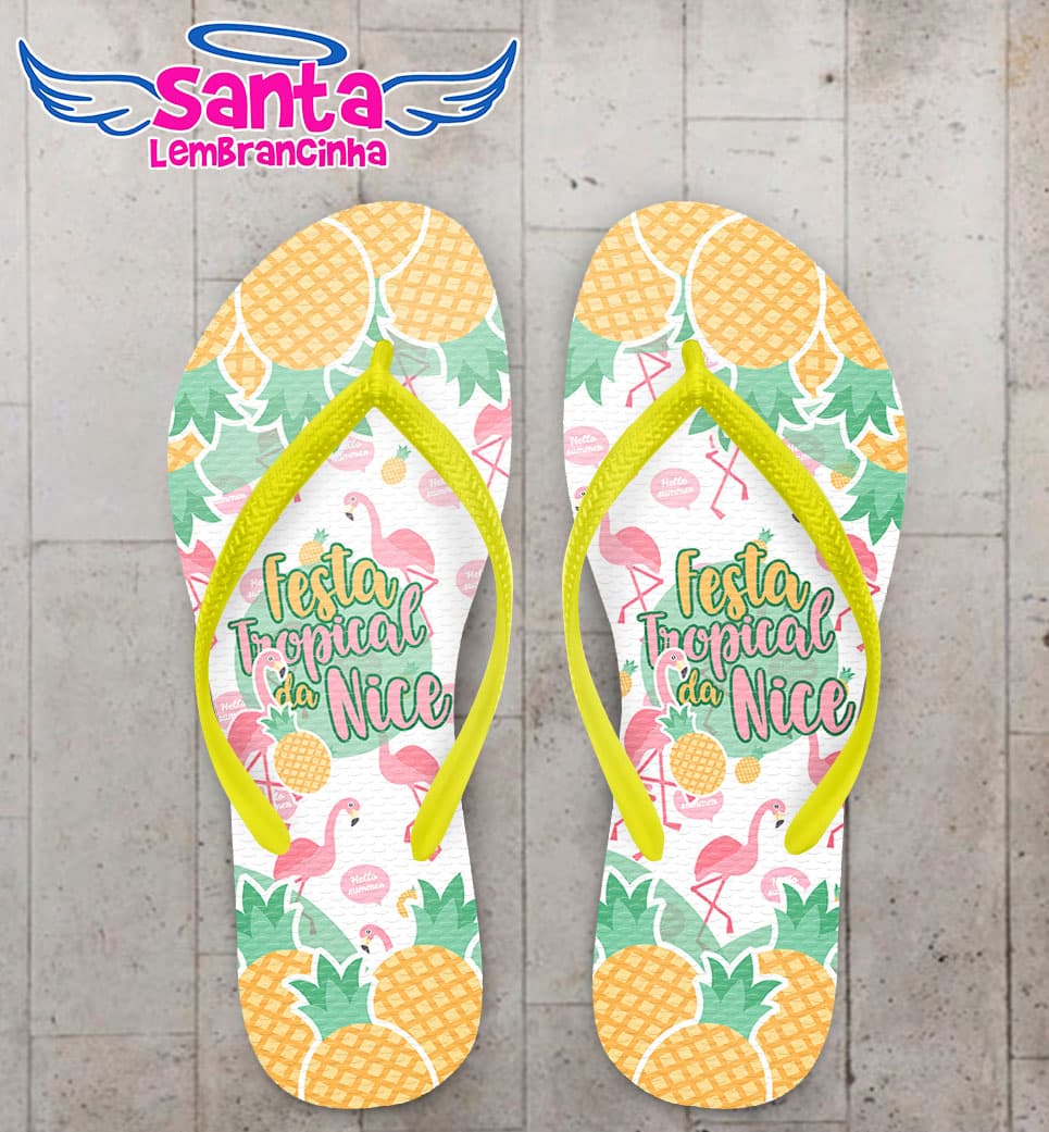 Chinelo Infantil Festa Tropical Fundo com Abacaxis COD 5960