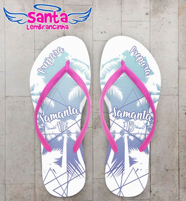 Chinelo 15 Anos Tropical Fundo Coqueiros COD 5998
