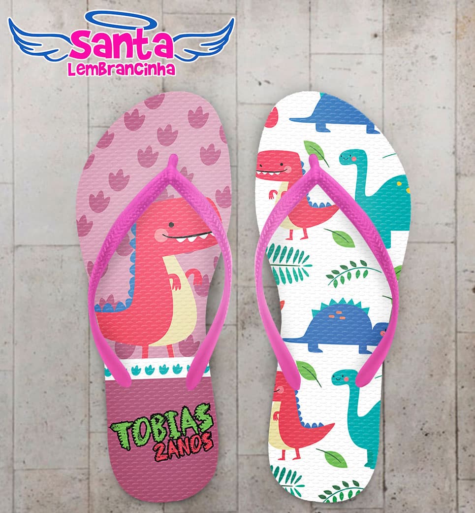 Chinelo Festa Infantil Dinossauro Rosa COD 5891