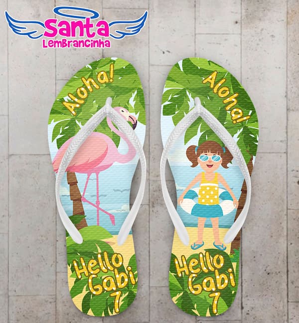 Chinelo Infantil Flamingo na Praia COD 5965