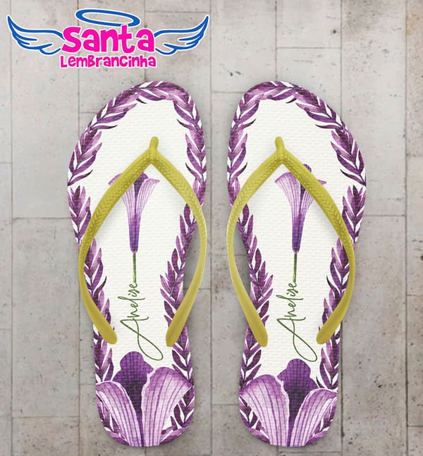 Chinelo 15 Anos Fundo com Flores COD 5999