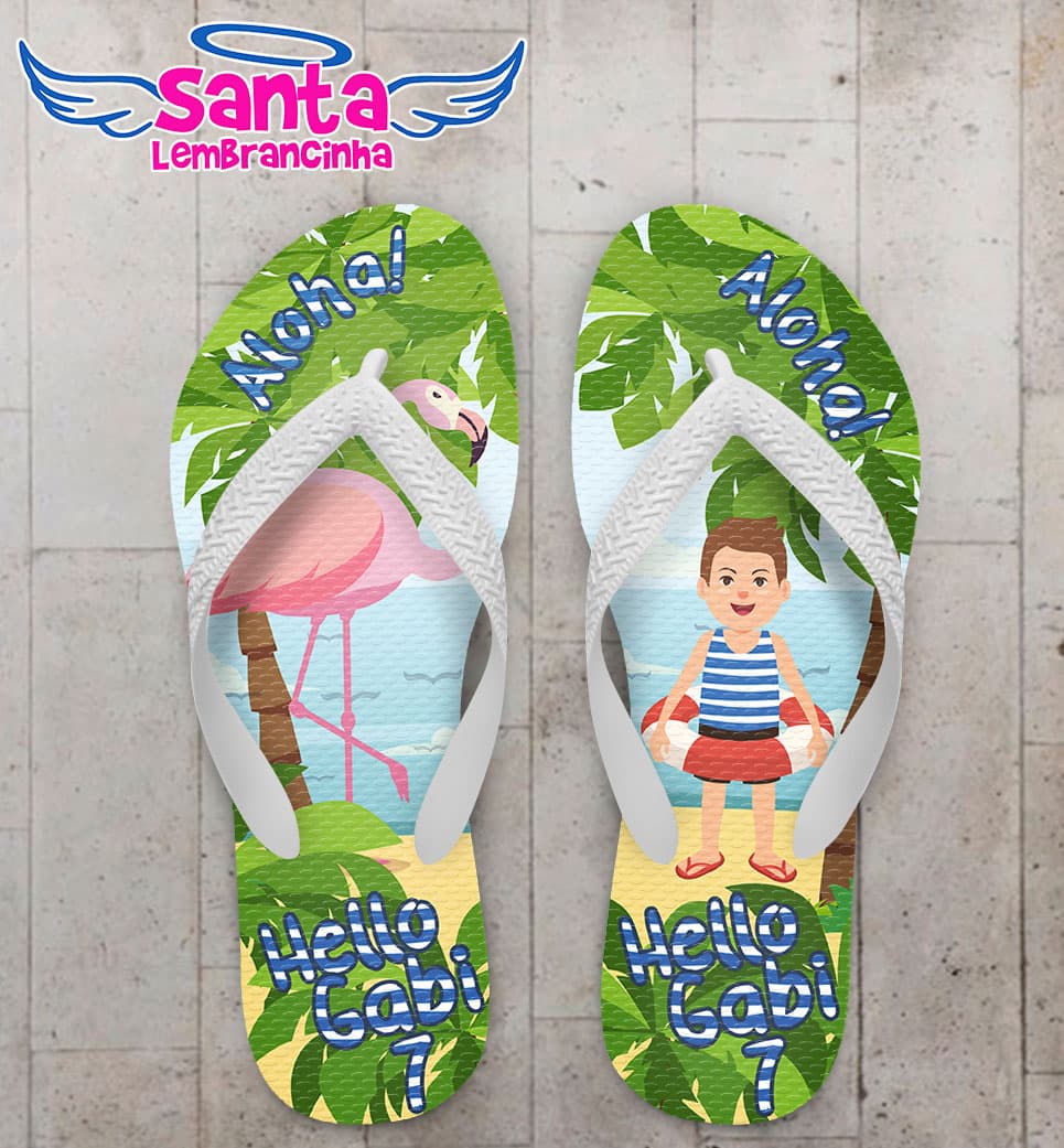 Chinelo Infantil Flamingo na Praia COD 5964