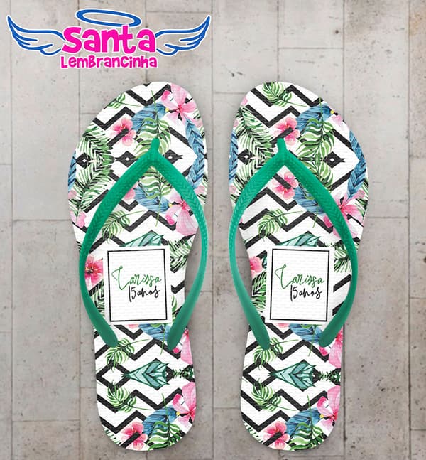Chinelo 15 Anos Tropical Fundo Chevron COD 5997