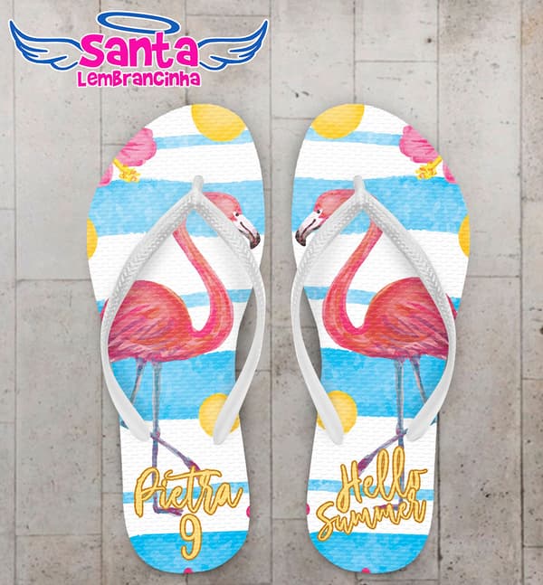 Chinelo Infantil Flamingo com Fundo Listrado COD 5966