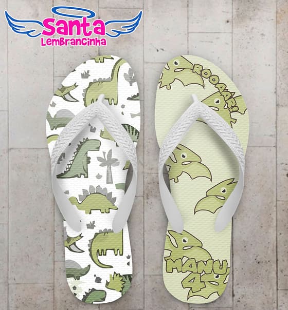 Chinelo Infantil Dinossauro Cute Verde COD 5896