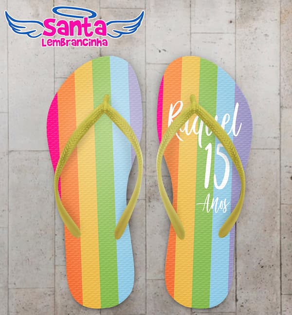 Chinelo Personalizado 15 Anos Debutante Listrado COD 6237