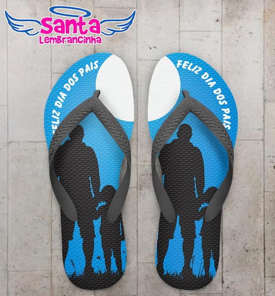 Chinelo Personalizado Dia dos Pais Silhueta Pai e Filho com Lua de Fundo COD 6209