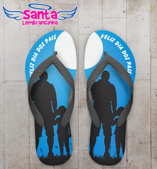 Chinelo Personalizado Dia dos Pais Silhueta Pai e Filho com Lua de Fundo COD 6209